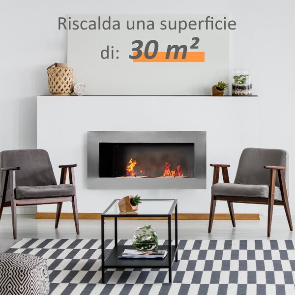 DecHome Camino a Bioetanolo Realizzato In Acciaio Inox con 2 Bruciatori 1.5 lt 110x54x14 cm - D0758