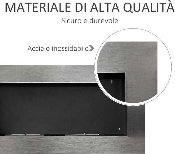DecHome Camino a Bioetanolo Realizzato In Acciaio Inox con 2 Bruciatori 1.5 lt 110x54x14 cm - D0758