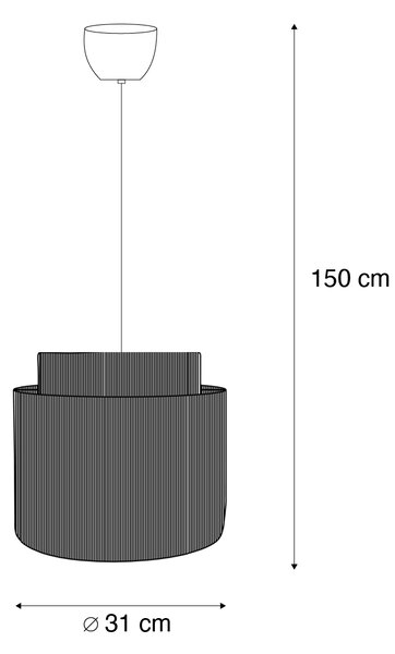 Lampada a sospensione Japandi nera con corda marrone 31cm - Smilla