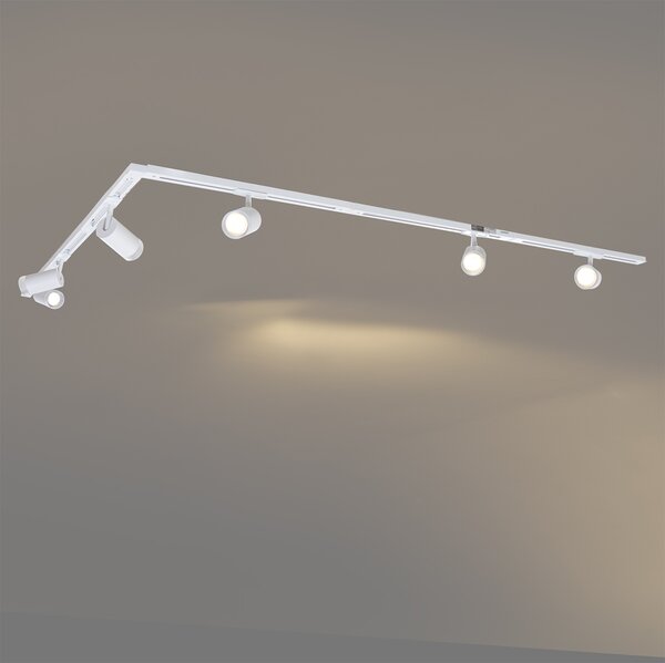 Sistema di illuminazione a binario moderno con 5 faretti bianchi monofase - Iconic Jeana