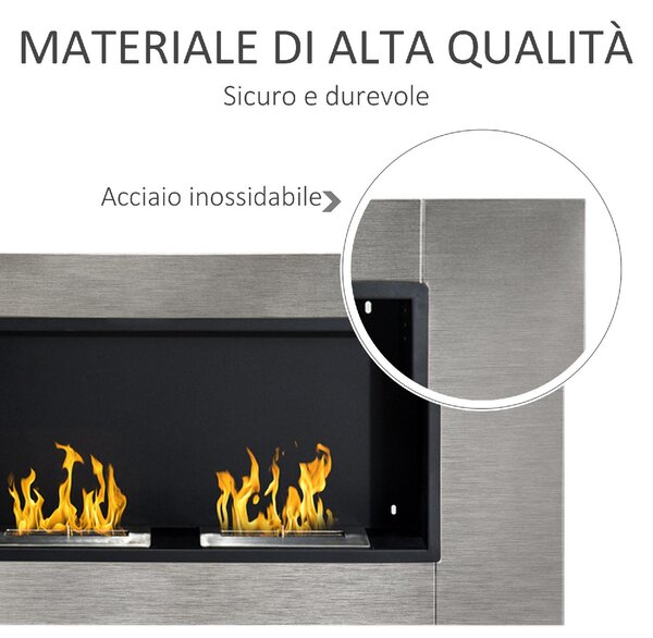 DecHome Camino Bioetanolo da Parete con 2 Bruciatori 110x54x14 5 cm - 541711DD