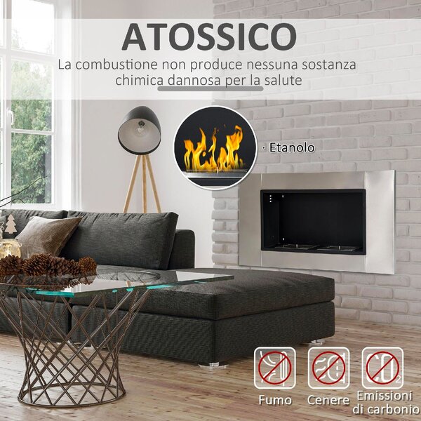 DecHome Camino Bioetanolo da Parete con 2 Bruciatori 110x54x14 5 cm - 541711DD