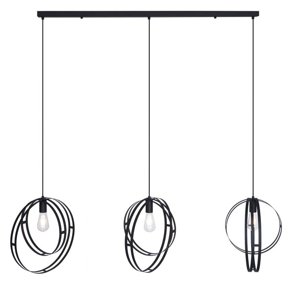 Lampada a Sospensione di Design Nera Rettangolare a 3 Luci - Indu
