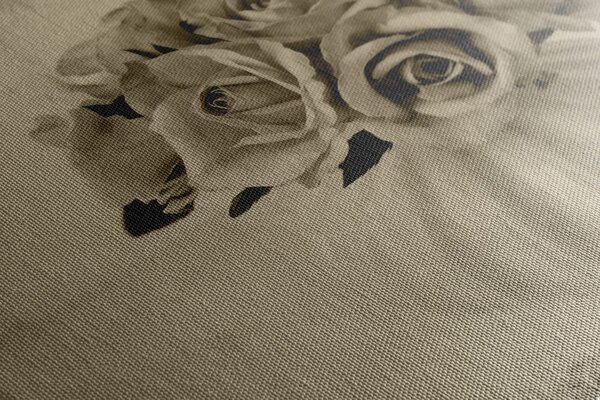 Quadro su tela – Rose nel vaso in versione seppia