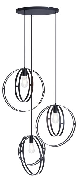 Lampada a Sospensione di Design Nera Rotonda a 3 Luci - Indu