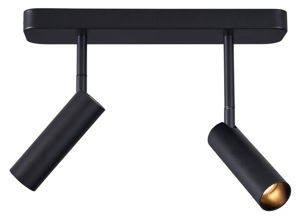 Faretto da soffitto arrotondato nero GU10 35mm 2 luci orientabile e inclinabile - Kate