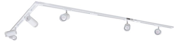 Sistema di illuminazione a binario moderno con 5 faretti bianchi monofase - Iconic Jeana
