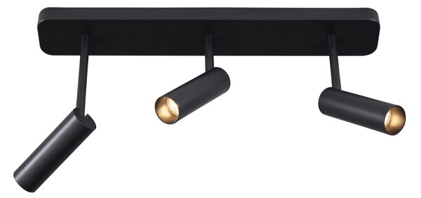 Faretto da soffitto arrotondato nero GU10 35mm 3 luci regolabile - Kate