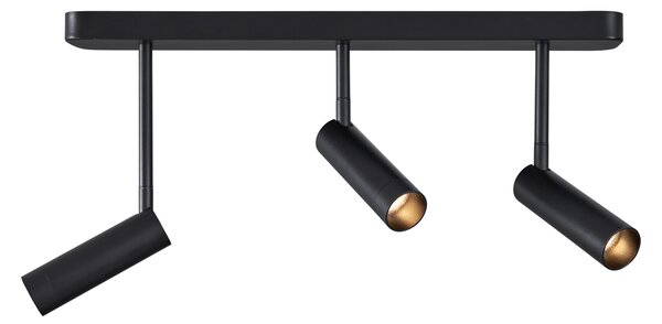 Faretto da soffitto arrotondato nero GU10 35mm 3 luci regolabile - Kate