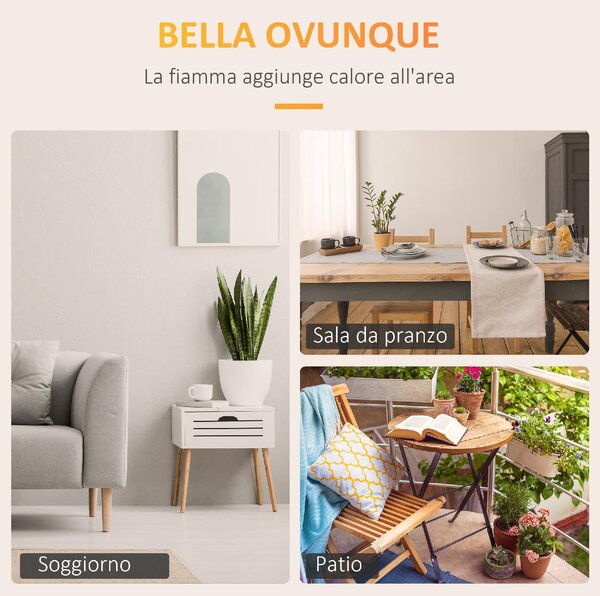 DecHome Camino Bioetanolo in Acciaio Inox 2.5h di Combustione con Serbatoio 1.5L e Copertura 20mq 90x16x40 cm Argento 327V00