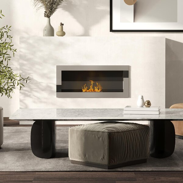 DecHome Camino Bioetanolo in Acciaio Inox 2.5h di Combustione con Serbatoio 1.5L e Copertura 20mq 90x16x40 cm Argento 327V00