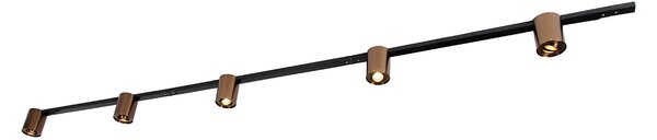 Sistema a binario monofase con 5 faretti bronzo scuro e nero - Rondoo Up
