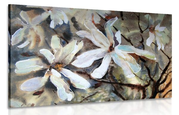 Quadro su tela – Albero acquerellato in fiore