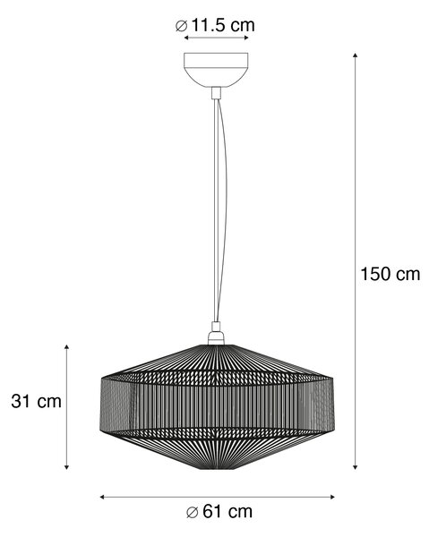 Lampada a sospensione Japandi corda marrone 61cm - Svea