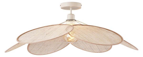 Plafoniera Japandi color crema con paralume in lino - Aisha