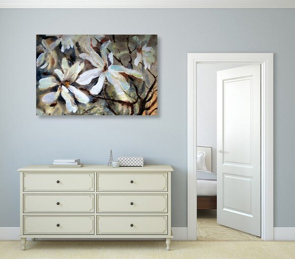 Quadro su tela – Albero acquerellato in fiore
