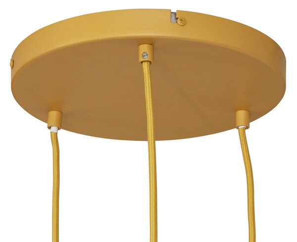 Lampada a sospensione retrò giallo senape con vetro opaco 3 luci - Fedde