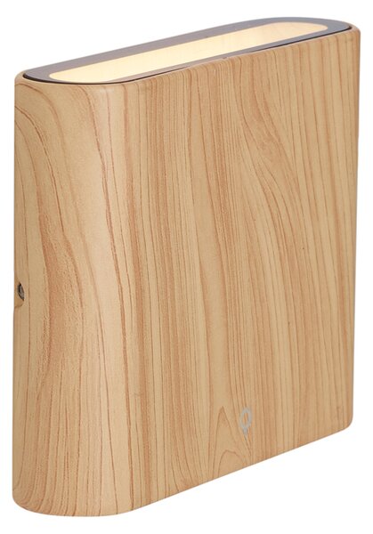 Applique da esterno scandinava con stampa legno 11,5 cm con LED IP65 - Batt