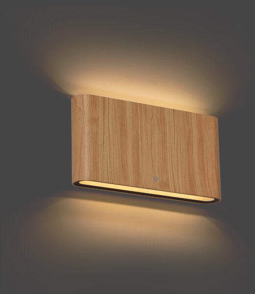 Applique da esterno scandinava effetto legno 17,5 cm con LED IP65 - Batt