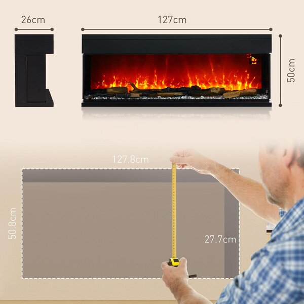 DecHome Camino Elettrico da Incasso e Parete 1800W con Fiamme Colorate LED Regolabili Temperatura fino 40C colore Nero - 360BKS403