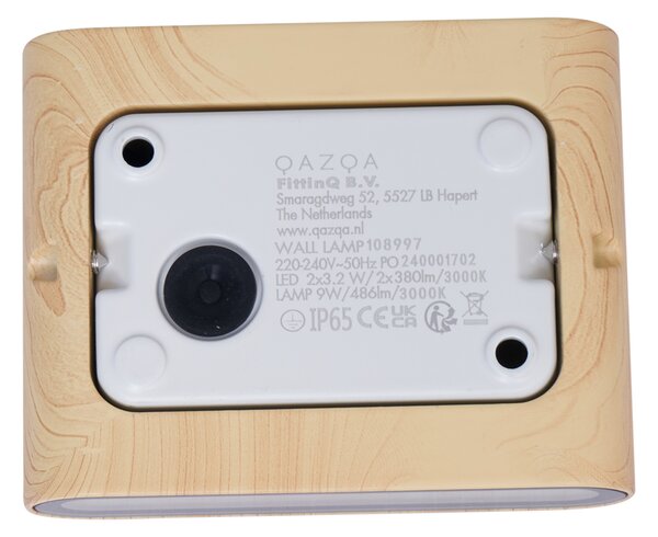 Applique da esterno scandinava con stampa legno 11,5 cm con LED IP65 - Batt