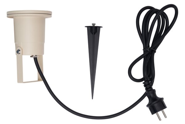 Faretto da giardino a picchetto beige GU10 50mm regolabile IP65 con cavo e spina - Basic