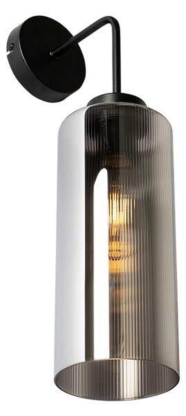 Lampada da parete smart nera con vetro fumé incl. WiFi ST64 - Laura