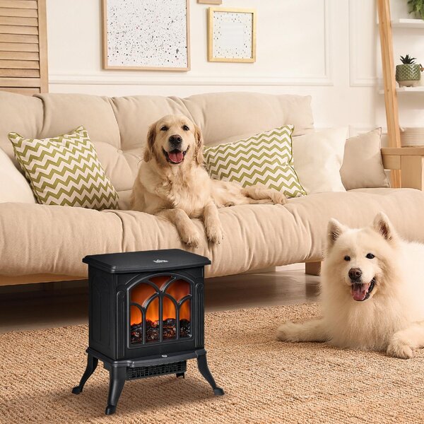 DecHome Camino Elettrico da Terra con 2 Livelli di Potenza 750/1500 W Effetto Fiamma Area di Copertura 15-20 m colore Nero - W699BK