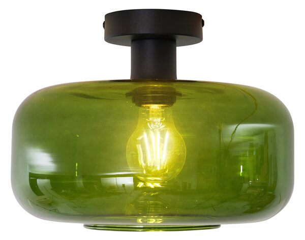 Lampada da soffitto retrò nera con vetro verde - Bizle