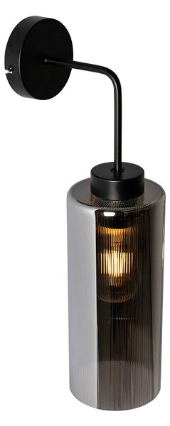Lampada da parete smart nera con vetro fumé incl. WiFi ST64 - Laura