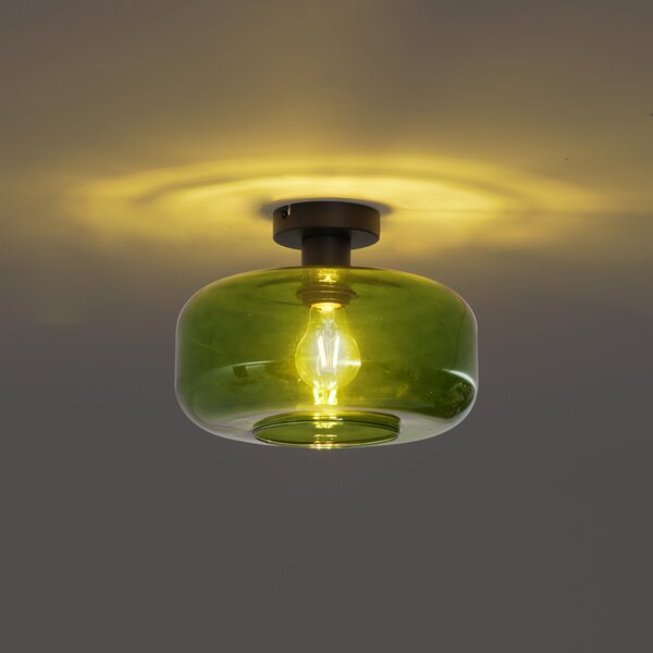 Lampada da soffitto retrò nera con vetro verde - Bizle