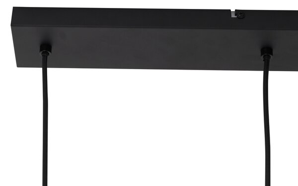 Lampada a sospensione moderna nera con vetro fumé 4 luci - Dame