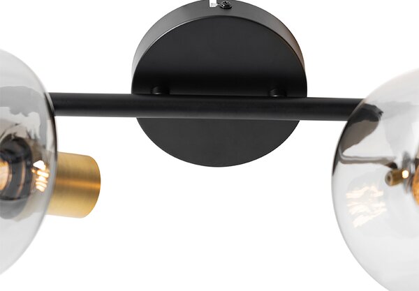 Faretto da soffitto smart nero con vetro oro e fumé 2 luci incl. 2 Wifi P45 - Zuzanna