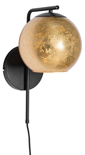 Lampada da parete smart nera con vetro oro incl. WiFi A60 - Bert