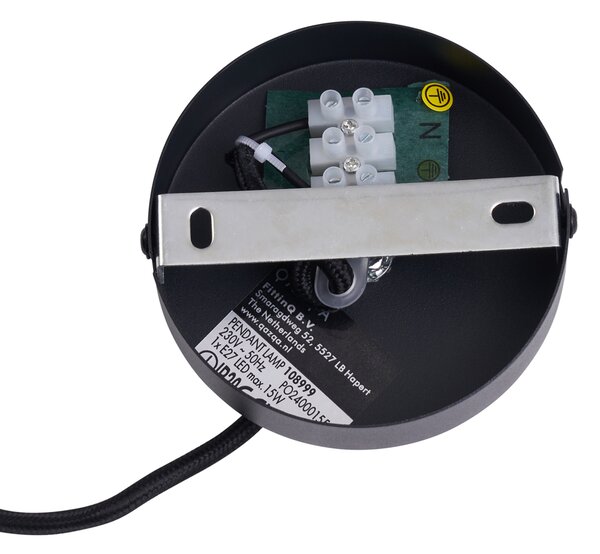 Lampada a sospensione retrò nera con vetro bronzo - Bizle