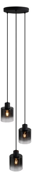 Lampada a sospensione moderna nera con vetro fumé 3 luci - Dame