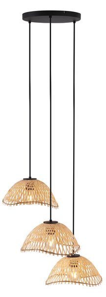 Lampada a sospensione Bohemian Chic nera con bambù 3 luci - Lily