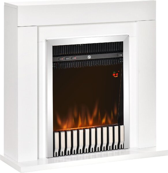 DecHome Camino Elettrico da Terra con Effetto Fiamma Realistico Bianco/Nero