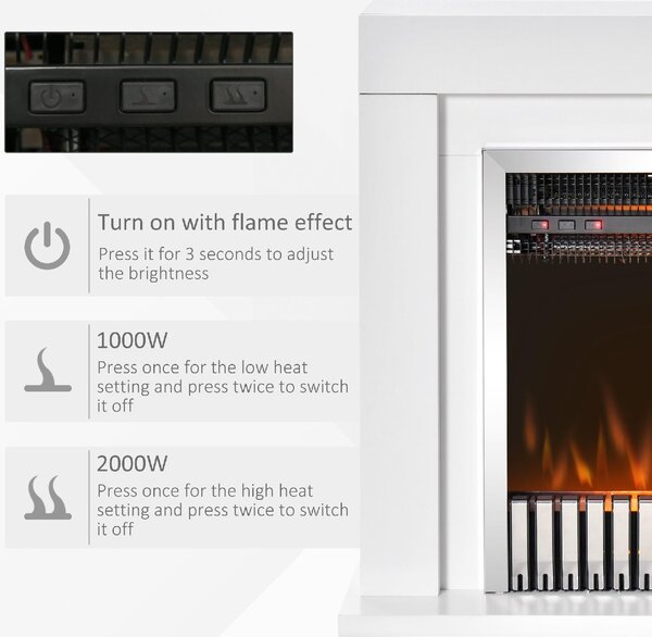 DecHome Camino Elettrico da Terra con Effetto Fiamma Realistico Bianco/Nero