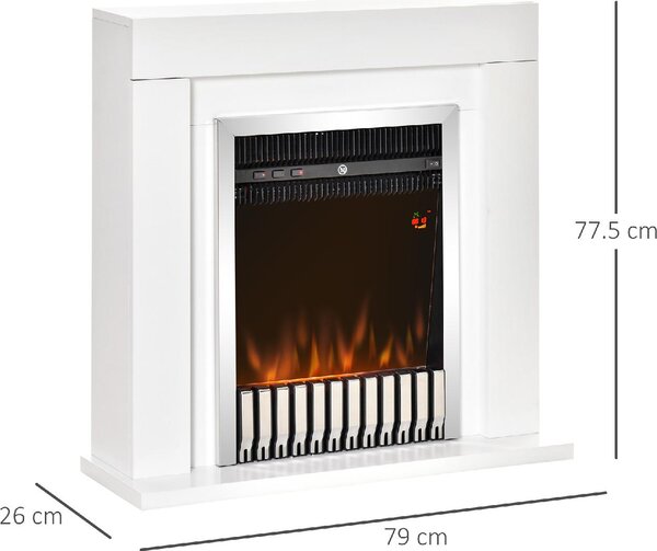 DecHome Camino Elettrico da Terra con Effetto Fiamma Realistico Bianco/Nero