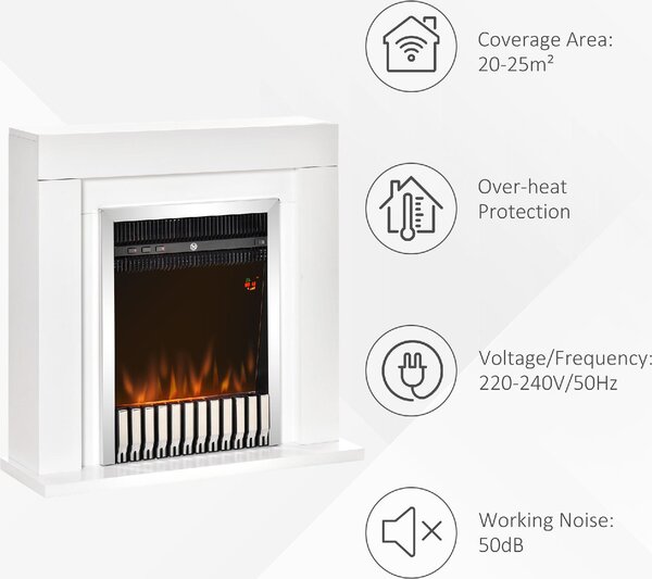 DecHome Camino Elettrico da Terra con Effetto Fiamma Realistico Bianco/Nero