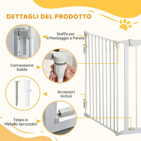 AllMyPets Cancelletto per Cani con Chiusura Automatica e Sistema di Blocco in Metallo e Plastica 180x74.5 cm colore Bianco - W702WT