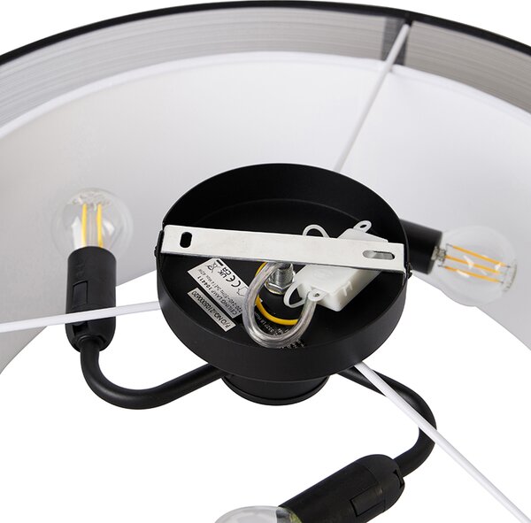 Plafoniera moderna nera con bianco 50 cm 3 luci - Drum Duo