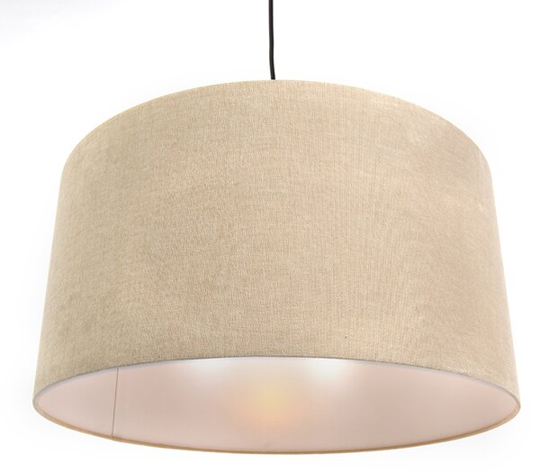 Lampada a sospensione rustica nera con paralume beige 50 cm - Combi
