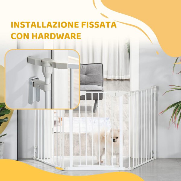 AllMyPets Cancelletto per Cani con Chiusura Automatica e Sistema di Blocco in Metallo e Plastica 180x74.5 cm colore Bianco - W702WT