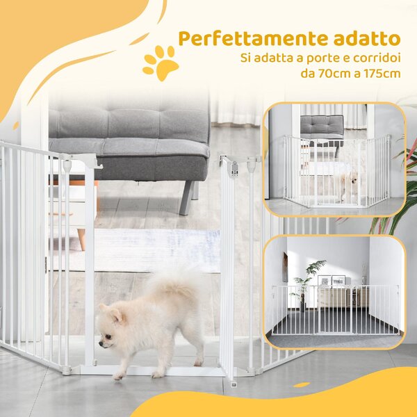 AllMyPets Cancelletto per Cani con Chiusura Automatica e Sistema di Blocco in Metallo e Plastica 180x74.5 cm colore Bianco - W702WT