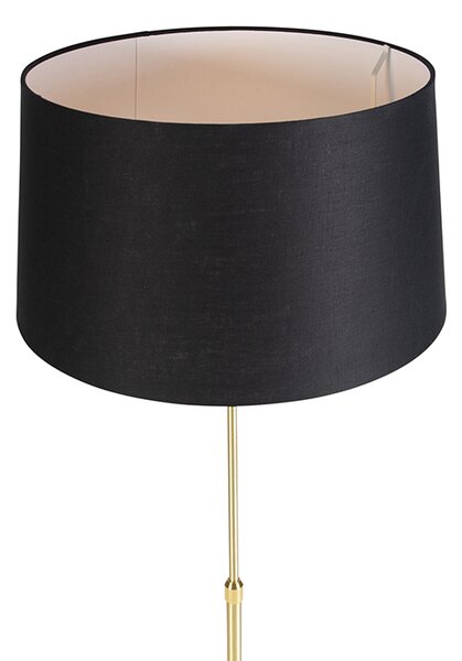 Lampada da terra oro/ottone con paralume in lino nero 45 cm - Parte
