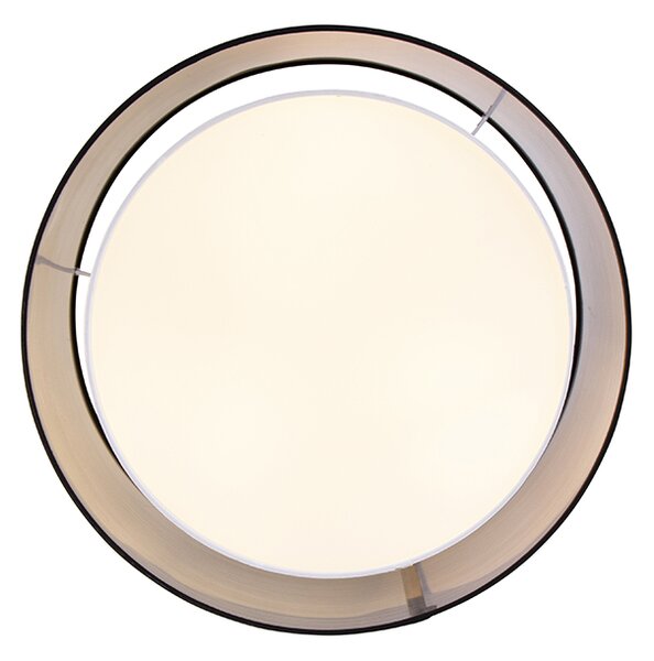 Plafoniera moderna nera con bianco 50 cm 3 luci - Drum Duo