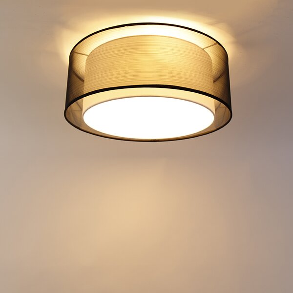 Plafoniera moderna nera con bianco 50 cm 3 luci - Drum Duo