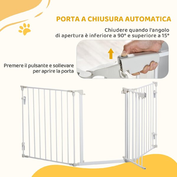 AllMyPets Cancelletto per Cani con Chiusura Automatica e Sistema di Blocco in Metallo e Plastica 180x74.5 cm colore Bianco - W702WT